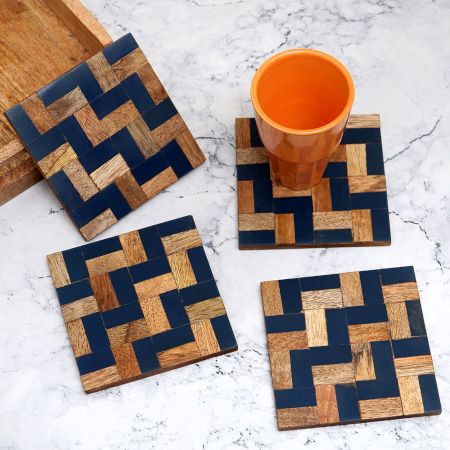 Handmade Decorative Wooden Coasters Pack of 4